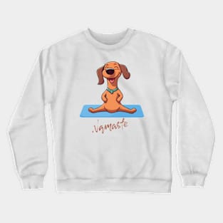 cute wiener dog doing yoga namaste Crewneck Sweatshirt
